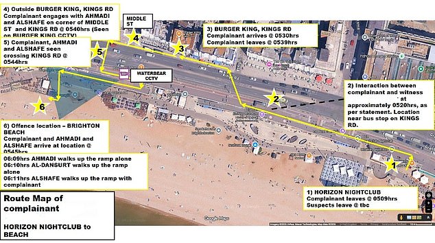 The victim of the callous attack left the nightclub shortly after 5am and made her way along the seafront, before being attacked behind a shed on Brighton Beach