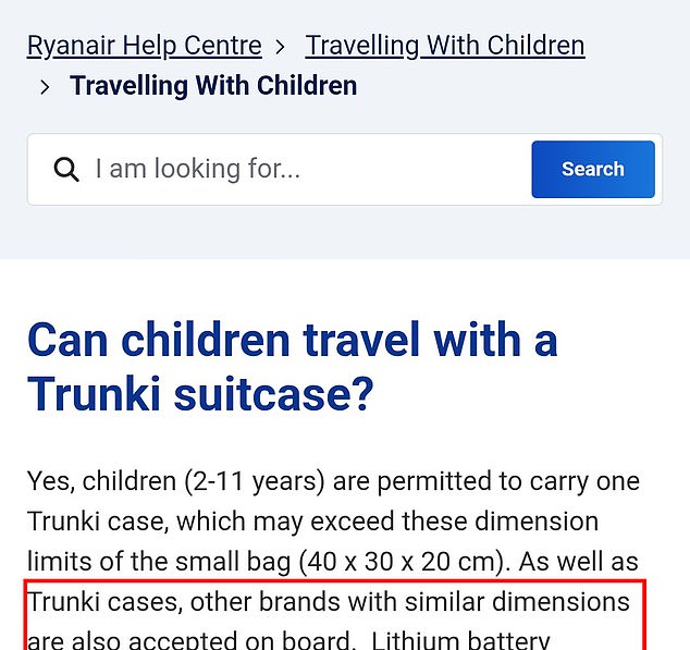 The mother claims that her daughter's hard-shell luggage was 'the same size' as her own backpack, which had been allowed through
