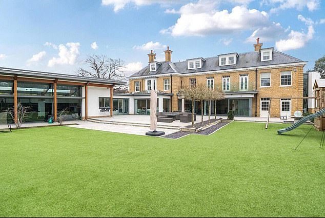 The property, listed for £10.5million, sits within the exclusive gated enclave of Farnborough Park and spans an enormous 12,500 sq ft