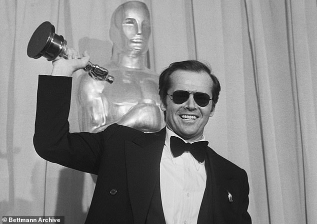 He's pictured collecting his first best actor Oscar for One Flew Over the Cuckoo's Nest in 1976