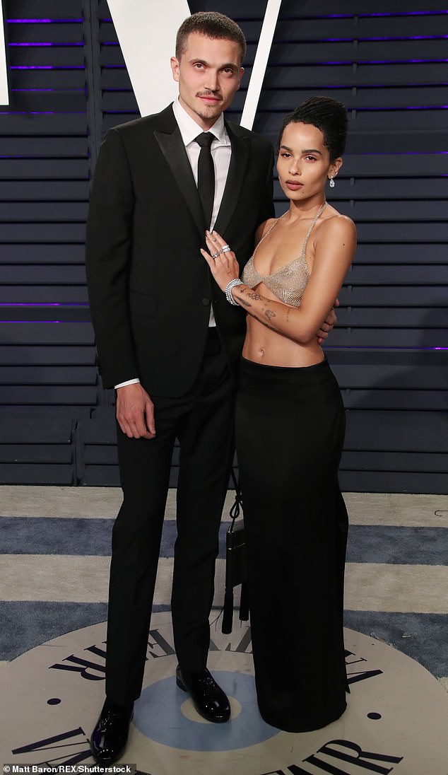 Zoe became engaged to fellow actor Glusman, 38, in 2018 before going on to tie the knot in the Paris home of her father Lenny Kravitz the following year (pictured 2019)