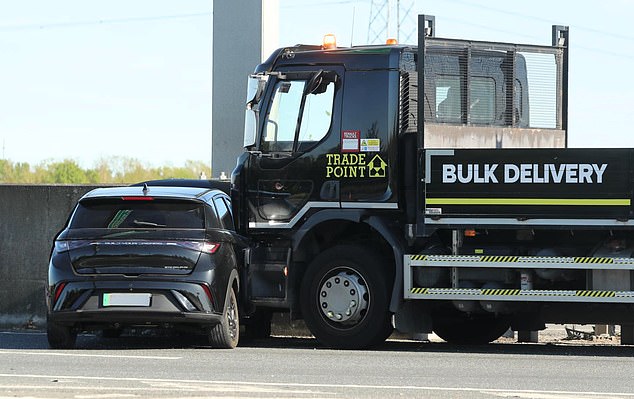Some five people were taken from the crash site (pictured) to hospital, while five others were treated at the scene
