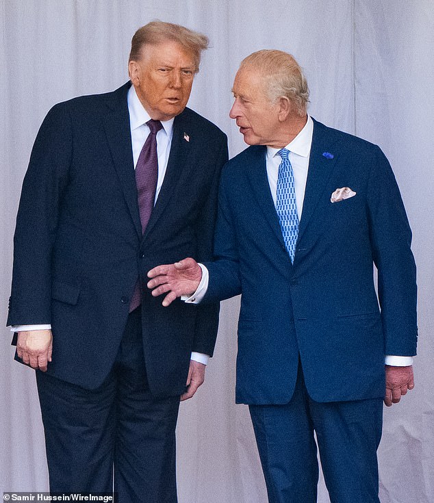 Trump and the King during last year's state visit. Charles and Camilla are due to touch down in Washington DC on Monday ahead of a banquet dinner at the White House the following day