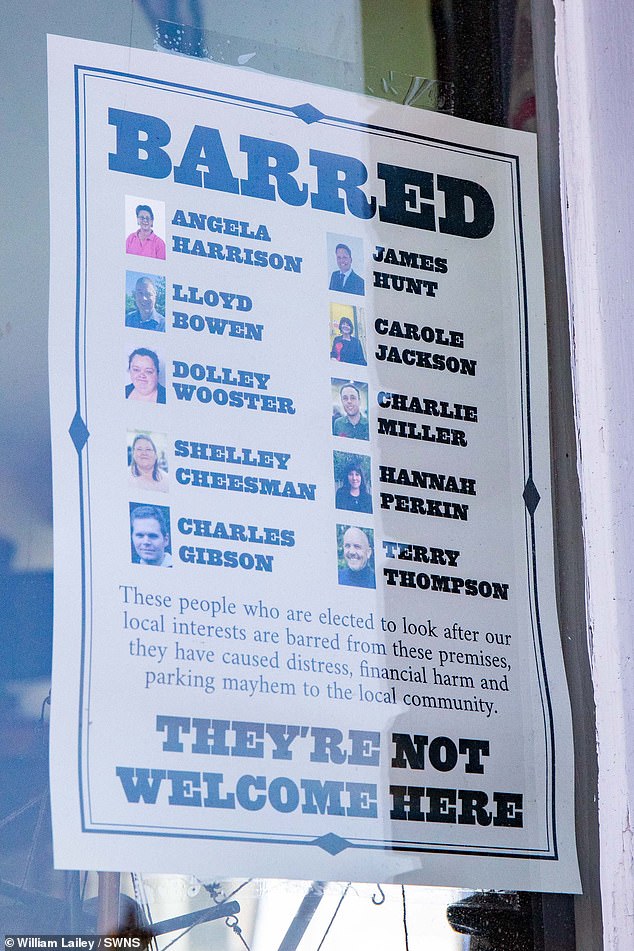 Signs have been posted outside pubs banning ten councillors who sit on the Swale Borough Council's Environmental Services and Climate Change Committee, which backed the new charges in November 2025