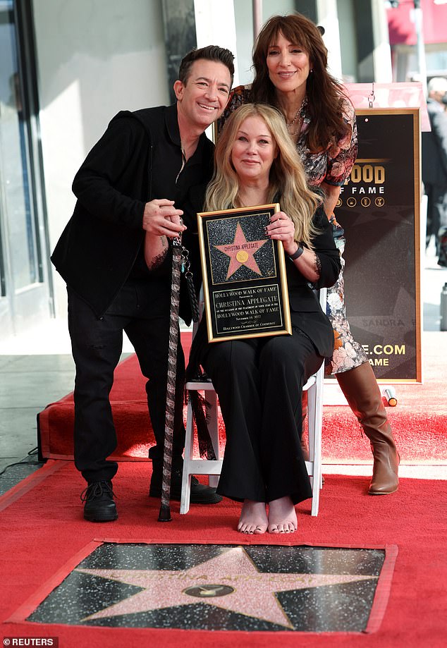 Applegate, who now walks with a cane, was surrounded by her Married with Children mom and brother while receiving a star on the Hollywood Walk of Fame in 2022