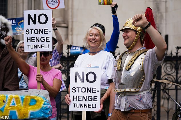 The planned tunnel had faced opposition, including from campaigners pictured outside the High Court