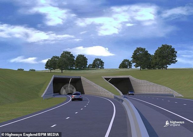 Last month the Government cancelled plans for the tunnel, meaning anyone wanting to revive it would need to begin the planning process from scratch. Pictured: A graphic showing the intended design of the tunnel