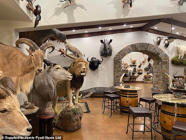Dosio has hunted almost every species of wild deer and owns a vast collection of exotic animal heads in trophy rooms at home