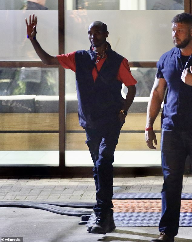 Sir Mo Farah waved to onlookers on his exit from the latest I'm A Celebrity series