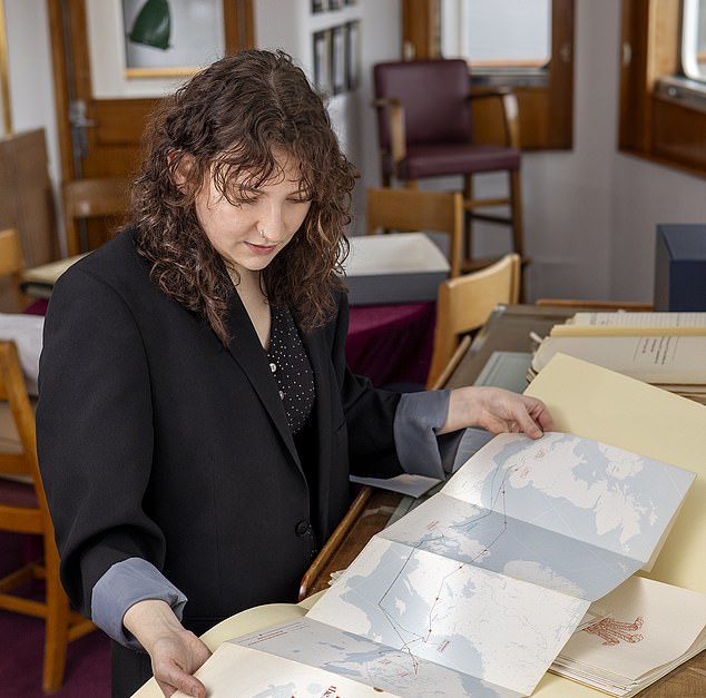 Edinburgh University student Eavey Hacker (pictured) is responsible for archiving the yacht's history so members of the public can view the documents online