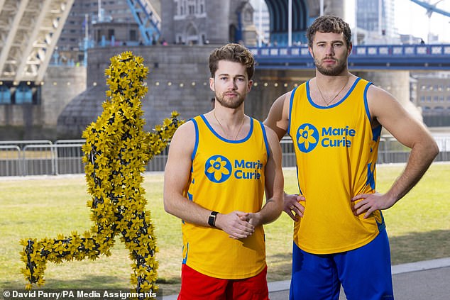 Love Island's Curtis Pritchard (right) and his Strictly star brother AJ will be running for the end-of-life charity Marie Curie