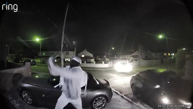 Just a day later, further Ring doorbell footage shows the assailants returning to smash front windows