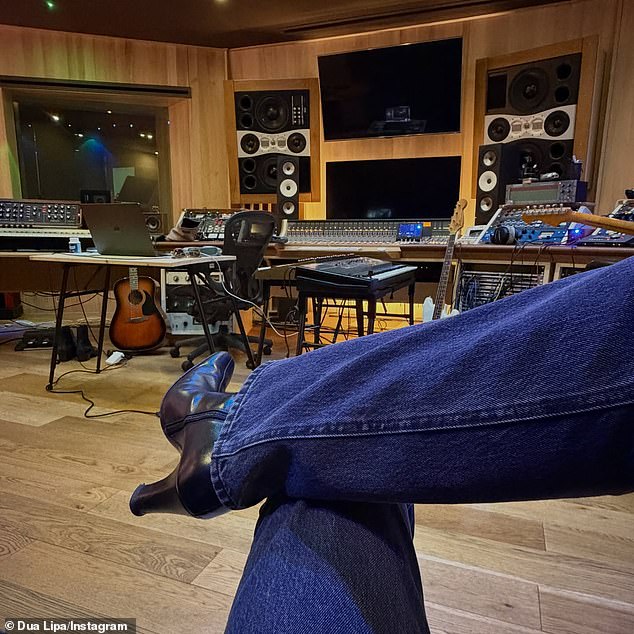 Elsewhere in the photo dump, Dua shared a picture in a recording studio full of musical instruments as she got to work on the new music