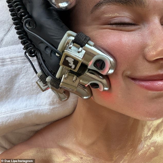 The hit singer also enjoyed some self care as she opted for a hardcore robotic facial massage