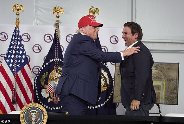 President Trump and Florida Governor Ron DeSantis. DeSantis is reportedly interested in becoming the next Secretary of War