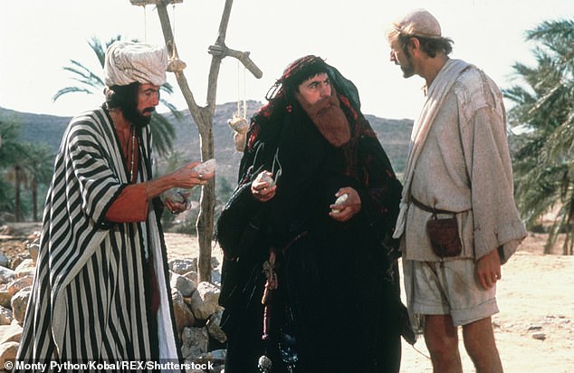 Jones (centre, with co-stars Eric Idle, left, and Graham Chapman, right) starred in, co-wrote and directed 1979 film Monty Python's Life of Brian (pictured) and 1983 film The Meaning of Life