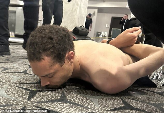 Allen was 'tackled to the ground' and handcuffed by law enforcement after he allegedly broke through a security checkpoint and opened fire
