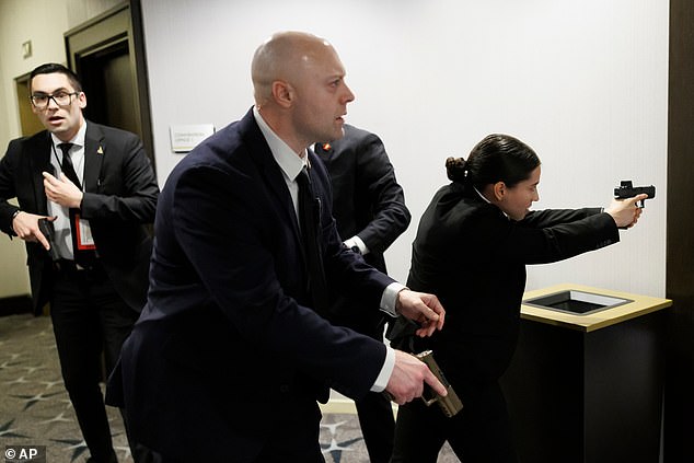 The Secret Service and other authorities swarmed the banquet hall at the Washington Hilton as guests were dining on burrata salad