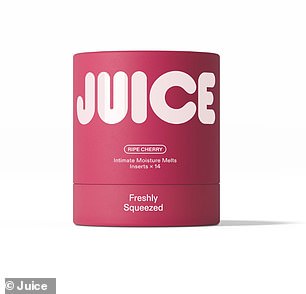 The product is designed to be inserted into the vagina like a tampon. The outer packaging is pictured