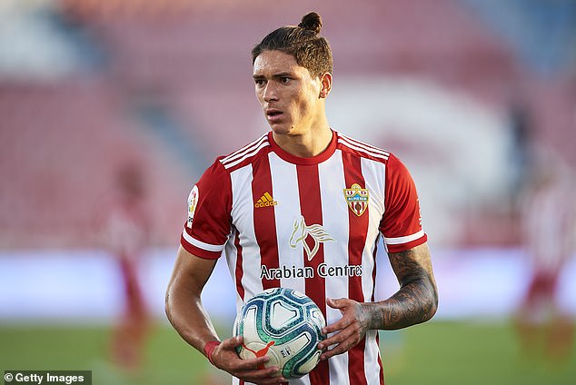 Darwin Nunez is one of several former Premier League stars to have played for Almeria (pictured in action in 2020, two years before his big money move to Liverpool)