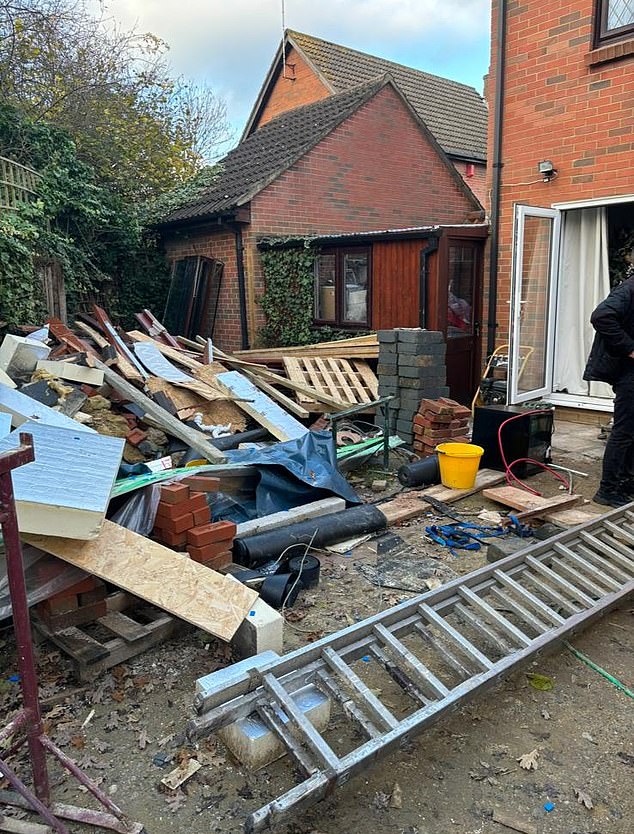 Mr and Mrs Davies started to have misgivings after a skip failed to arrive to take rubble and other mess