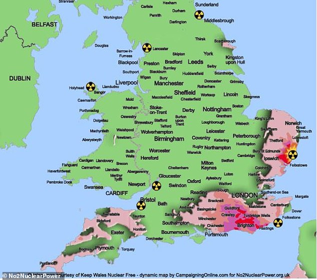 Previous models suggest that a release of radiation on the scale of Chernobyl at Sizewell B could lead to heavy contamination of areas in the South Downs, Norwich, and Cornwall