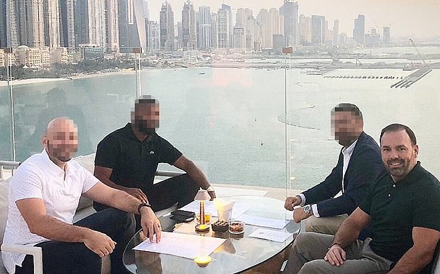 Daniel Kinahan, far right, entertaining acquaintances in the bay area of Dubai