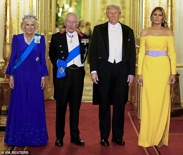 It is understood that King Charles and Queen Camilla reached out 'privately' on Sunday to the US President and First Lady after the incident Pictured: King Charles and Queen Camilla stood with Mr Trump and Mrs Trump at the State banquet at Windsor Castle in September 2025