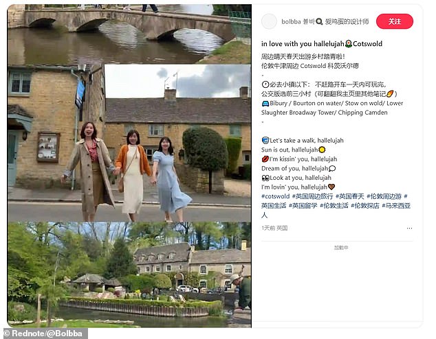 A post from the Cotswolds on Chinese platform RedNote, also known as Xiaohongshu