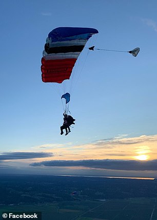 But that didn't stop her from completing the historic tandem jump