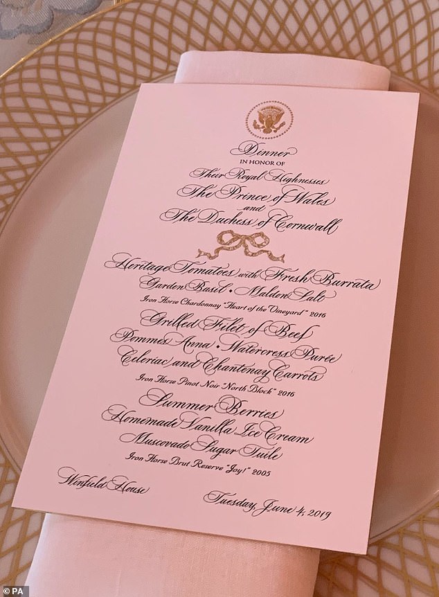 Tables are set for the Return Dinner at Winfield House, the residence of the Ambassador of the US to the UK, attended by Trump, his wife Melania and hosted by The Prince of Wales and the Duchess of Cornwall, as part of his state visit to the UK