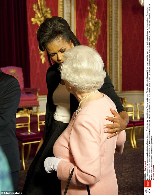 The 'no-touch' rule was famously tested in 2009 when Michelle Obama placed an arm around the Queen (Photo by Shutterstock)