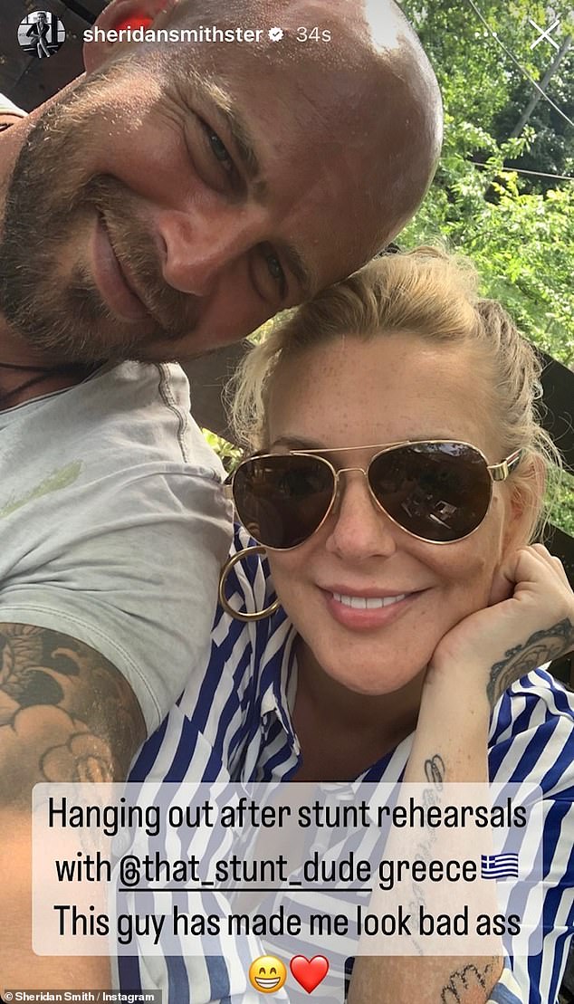 She said: 'I did have a holiday romance. I was filming in Greece and the stuntman he taught me to swim and the next thing we did have a bit of a romance! It's so romantic and it's the heat'; pictured with Alex