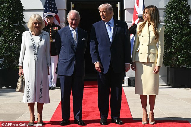 The couples posed for photos while sharing some remarks that could not be overheard by reporters present for the arrival