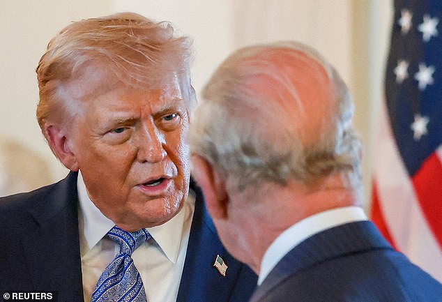 Trump met with King Charles in London in September 2025, when he similarly placed hands on the monarch in a touch of affection