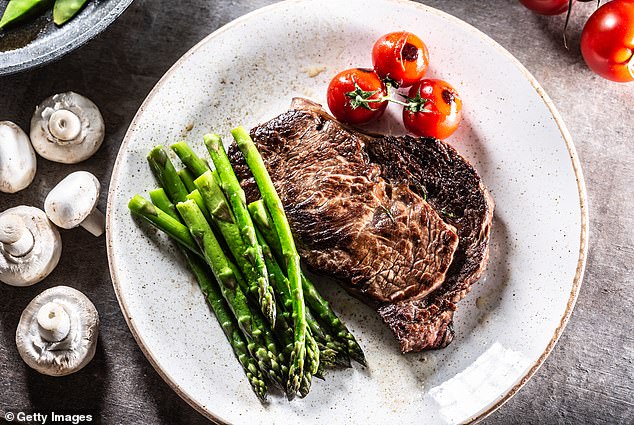 Jodi says her macros-based meals are balanced for carbs, fat and protein including grilled meat and fish with vegetables