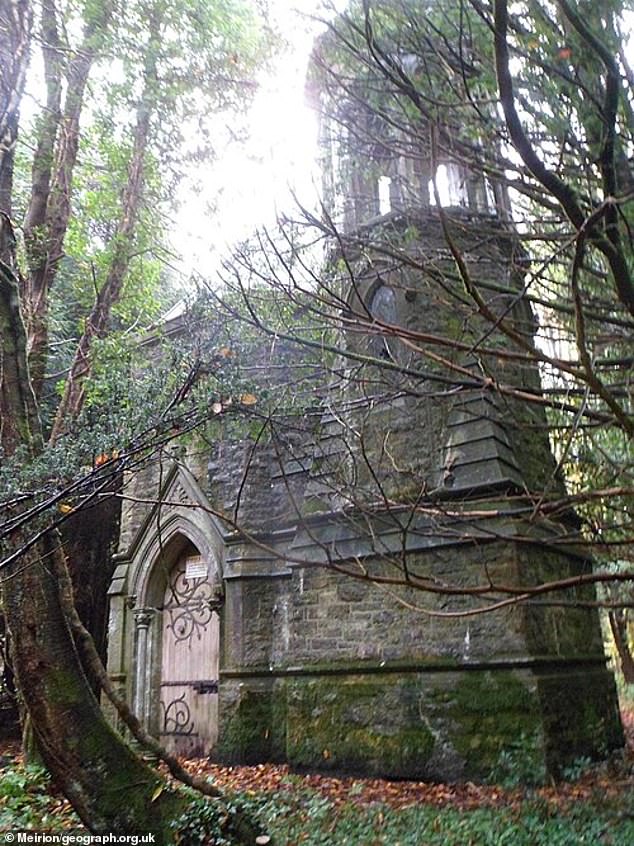 Pictured: Faenol Mausoleum in Bangor, which has suffered vandalism, with graffiti and damage to its stained glass