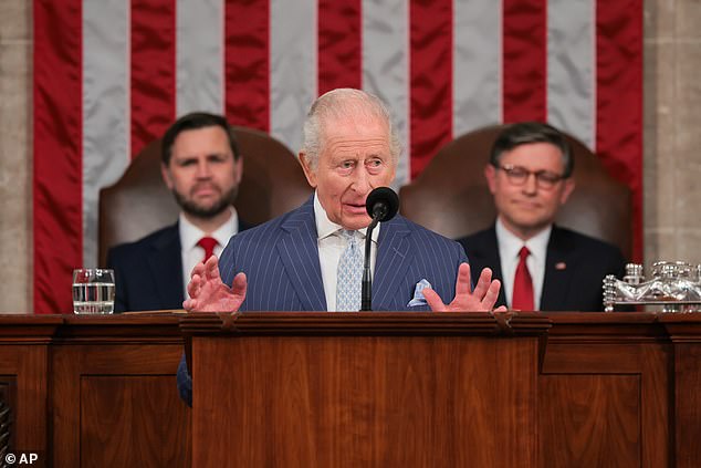 The King delivered a 20 minute speech to Congress on the second day of his state visit to the US