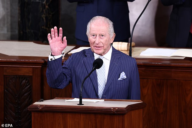 Charles became the second monarch to address Congress. Queen Elizabeth II addressed the joint meeting of Congress in the Capitol a quarter of a century ago, when she visited the US in 1991