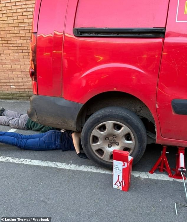 Two volunteers from Curious Critters, named Sarah and Emma, said they had to lift the van up with an A-frame in order to reach the birds' nesting place