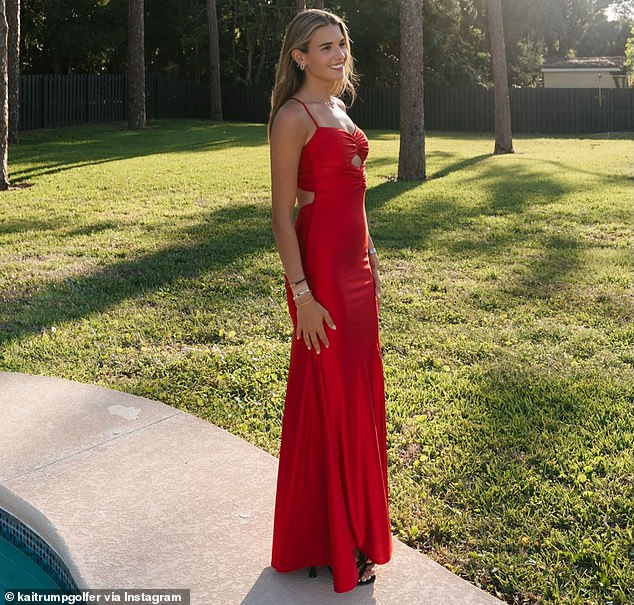President Donald Trump's oldest grandchild, 18, posed for photos in the satin number