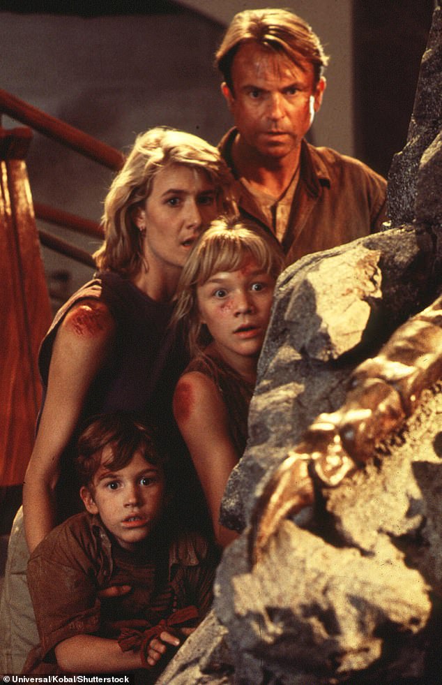 Neill is best known for playing Alan Grant in the Jurassic Park franchise; as he is pictured left to right with Joseph Mazzello, Laura Dern, and Ariana Richards in the original 1993 film