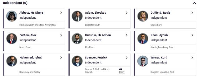 Diane Abbott and Karl Turner, who are suspended from the Labour whip, also backed the privileges motion