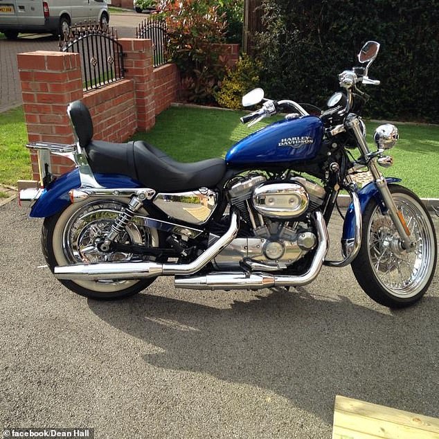 A picture of the Harley Davidson her husband shared on social media