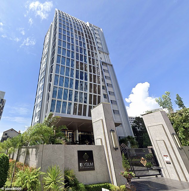 Emergency services are said to have found the millionaire's body on the ground below his balcony. (Pictured: The building where Mr Griffiths lived)