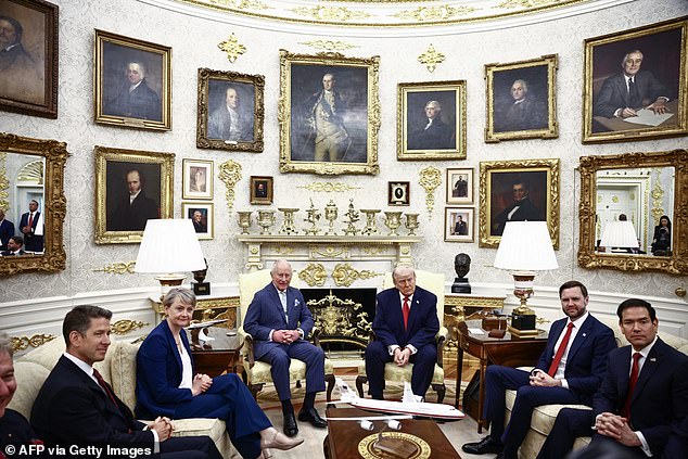 The American leader spoke passionately about the bonds between the two nations as he staged a ceremonial military welcome for Charles and Queen Camilla at the White House