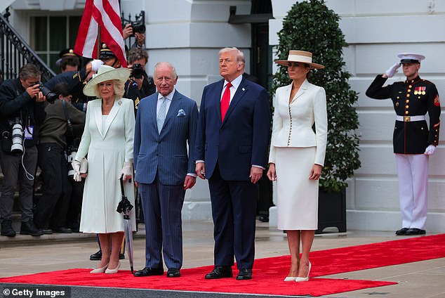 Queen Camilla, King Charles, President Donald Trump and Melania Trump at the White House