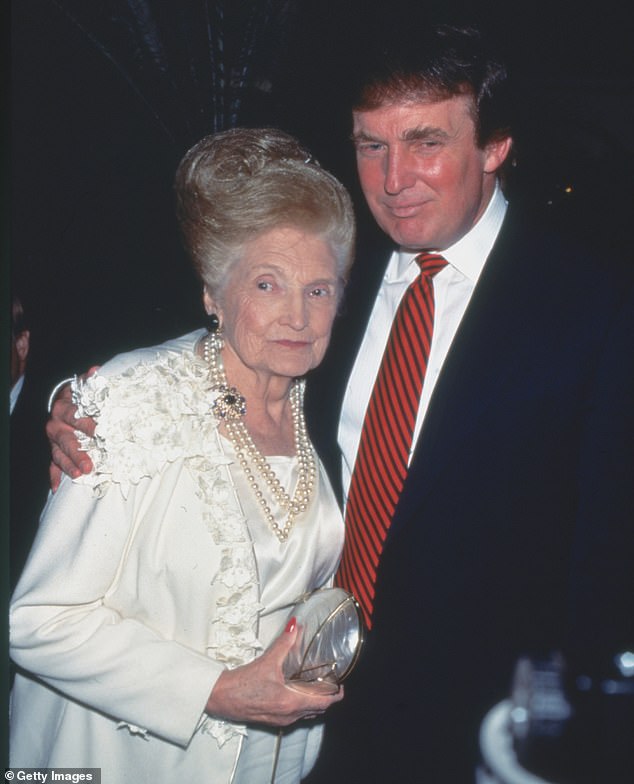 Donald Trump with his mother Mary Anne MacLeod Trump, whom he joked during the White House ceremony had a 'crush' on the then-Prince Charles