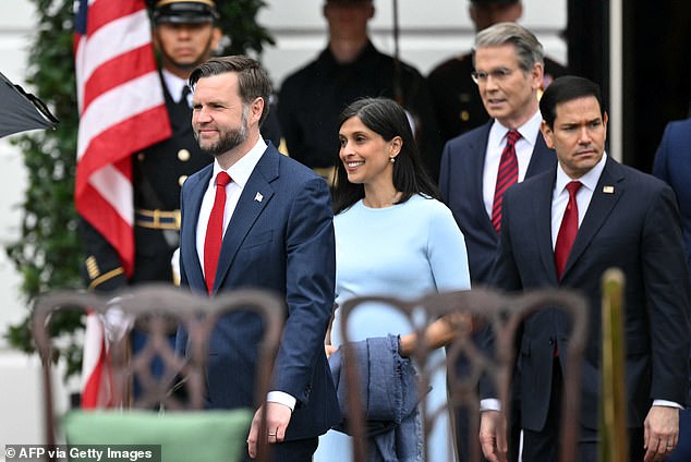 US Vice President JD Vance, Second Lady Usha Vance and Secretary of State Marco Rubio