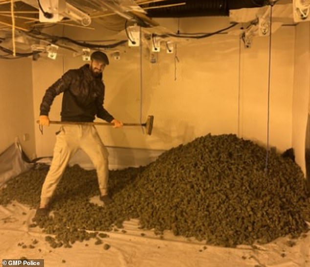 The gang had posed for photos with mountains of cannabis inside the lock-up